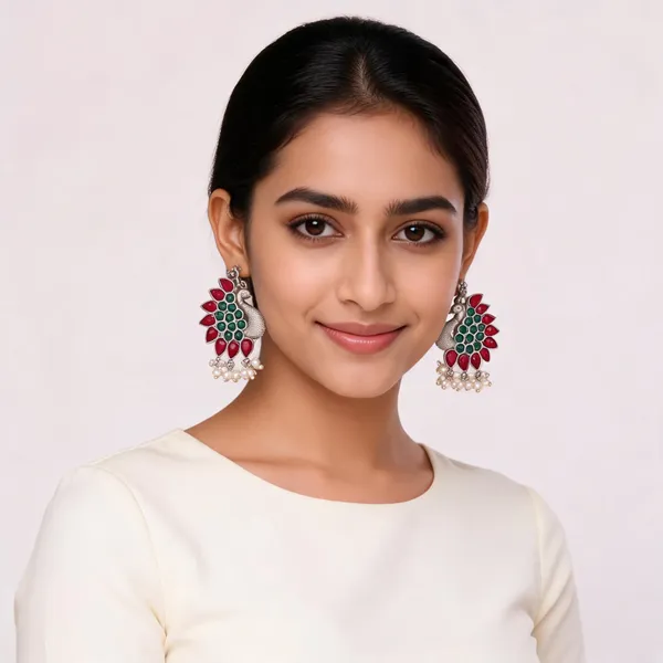 Silver_Peacock_Stone_Studded_Jhumka_Earrings_For_Women