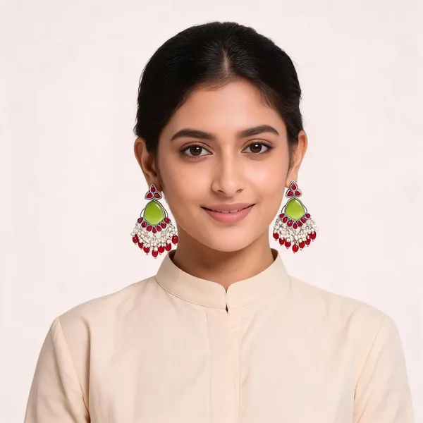 Red_And_Green_Stone_Drop_Earrings_For_Women