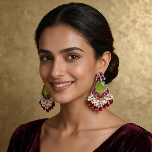 Red_And_Green_Stone_Drop_Earrings_For_Women