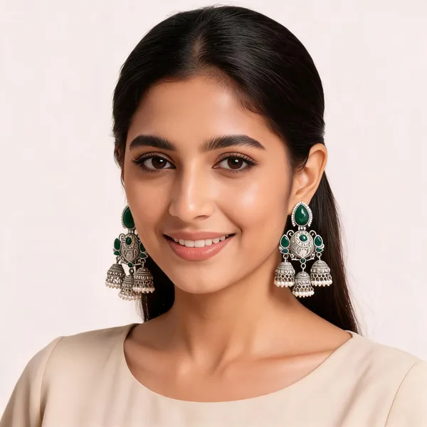 Green_Oxidized_Silver_Tone_Chandelier_Earrings_For_Women