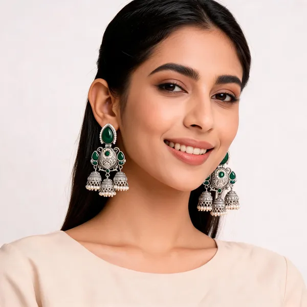 Green_Oxidized_Silver_Tone_Chandelier_Earrings_For_Women