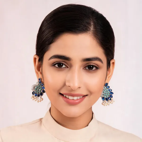 Blue_Peacock_Drop_Earrings_For_Women
