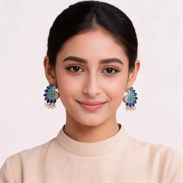 Blue_Peacock_Drop_Earrings_For_Women