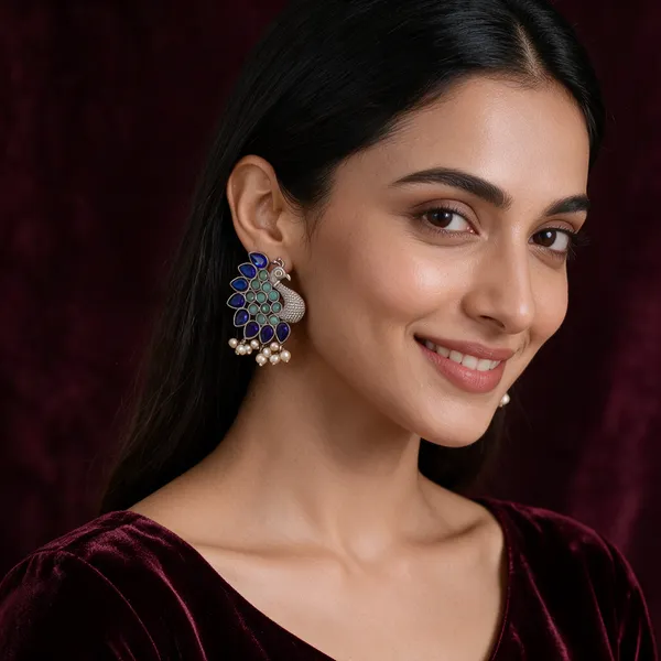 Blue_Peacock_Drop_Earrings_For_Women