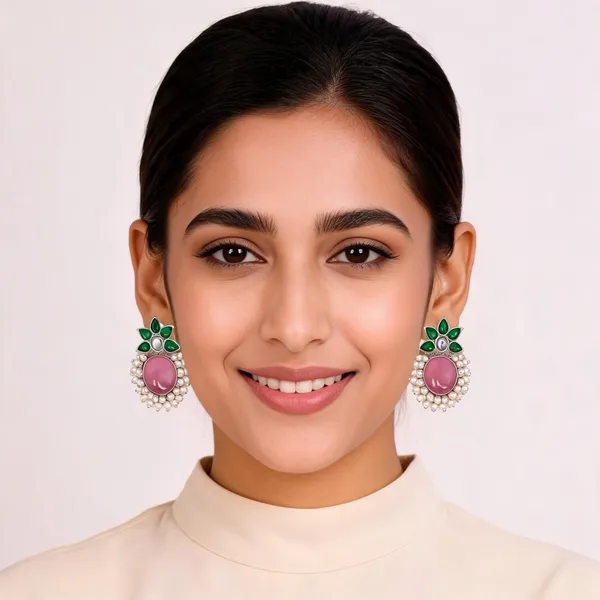 Green_Pink_Pearl_Stone_Statement_Earrings_For_Women