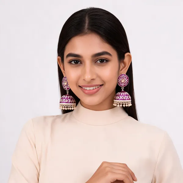 Purple_Meenakari_Jhumka_Earrings_For_Women