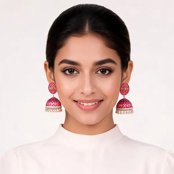 Pink_Embellished_Jhumka_Earrings_For_Women