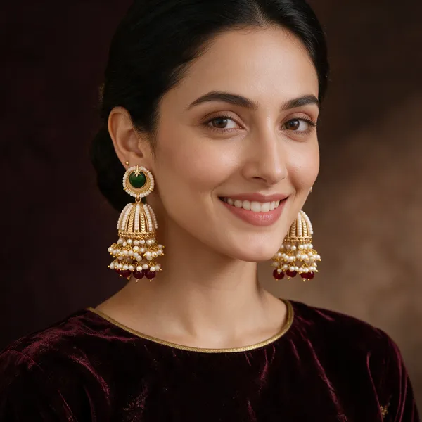 Green_Beaded_Jhumka_Earrings_For_Women