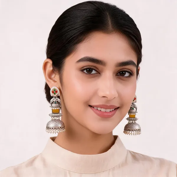 Silver_Tone_Elephant_Motif_Jhumka_Earrings_For_Women