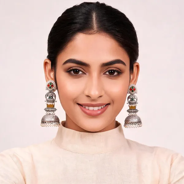 Silver_Tone_Elephant_Motif_Jhumka_Earrings_For_Women