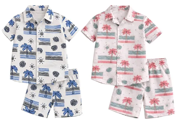 Blue_And_Pink_Printed_Shirt_And_Shorts_Set_for_Kids