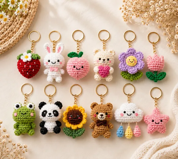 Cute_Crochet_Cartoon_Keychain_Collection