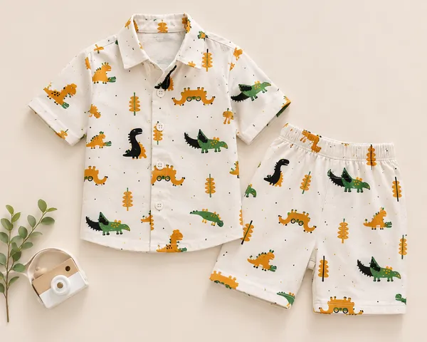 White_Printed_Regular_Fit_Shirt_And_Shorts_Set_for_Boys