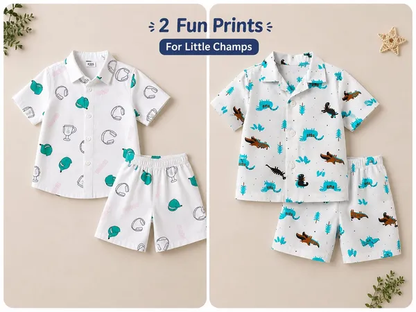 White_Printed_Shirt_Shorts_Set_for_Boys