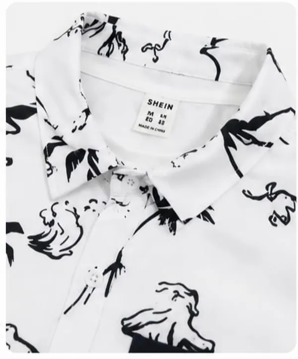 White_Printed_Shirt_And_Navy_Shorts_Set_for_Boys