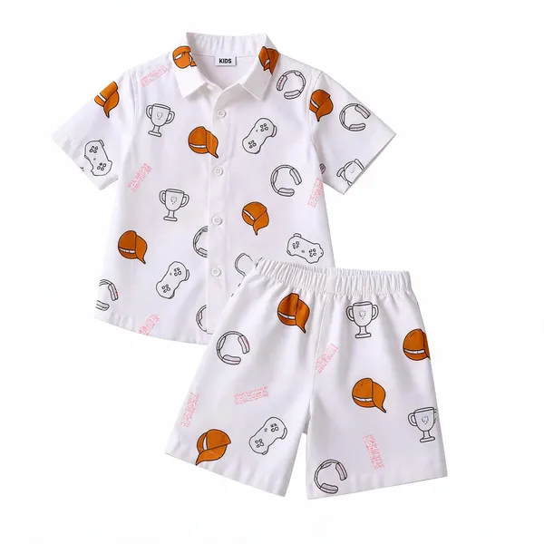 White_Cotton_Printed_Shirt_And_Shorts_Set_For_Boys