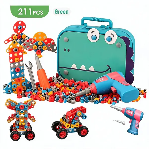 211_Piece_Kids_Electric_Drill_Construction_Toy_Set