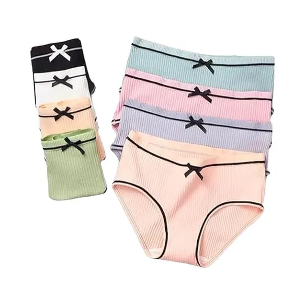 Assorted_Cotton_Blend_Mid-Waist_Bow_Panties_For_Women