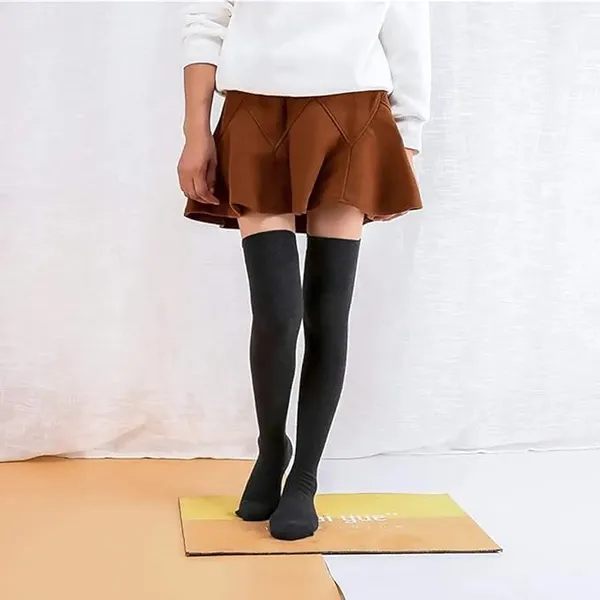 Multicolour_Cotton_Knit_Thigh_High_Socks_For_Women