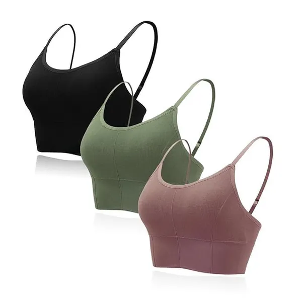 Black-Green-Pink_Cotton_Padded_Sports_Bra_For_Women