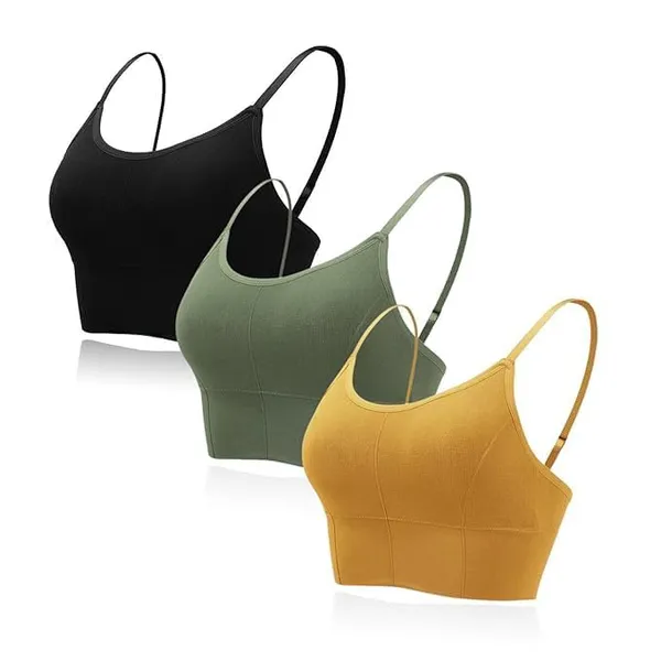 Black-Green-Orange_Cotton_Padded_Sports_Bra_For_Women