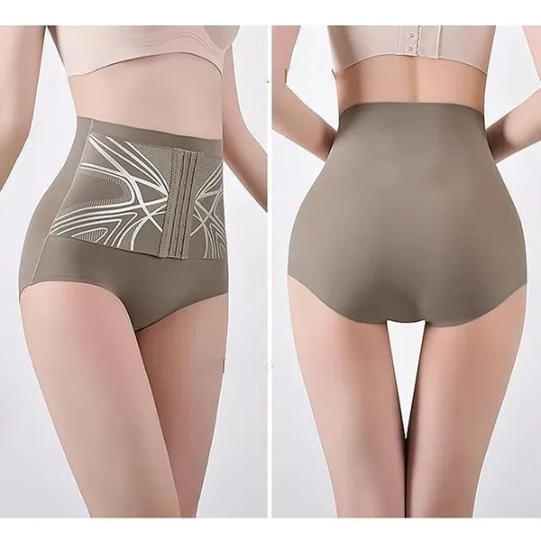 Khaki_Nylon_Spandex_Waist_Trainer_Corset_For_Women