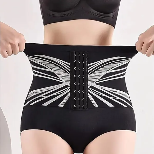 Black_Nylon_Spandex_High_Compression_Waist_Cincher_For_Women