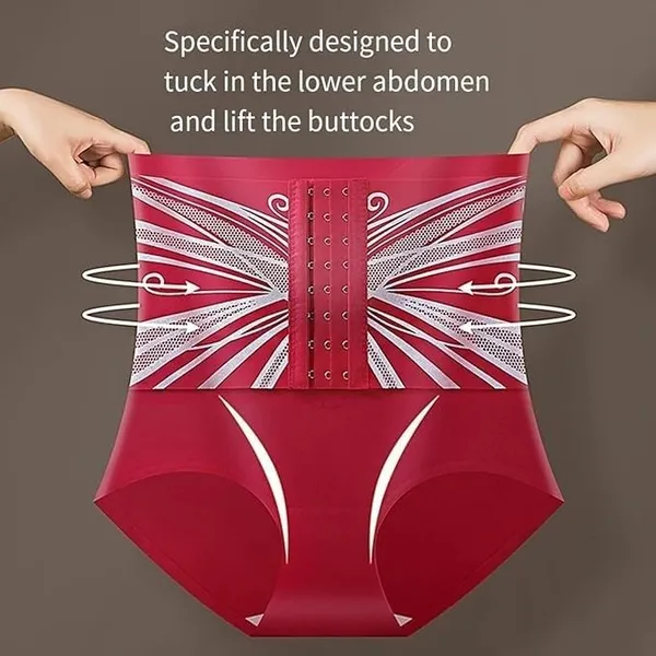 Red_Nylon_Spandex_High_Compression_Waist_Cincher_For_Women