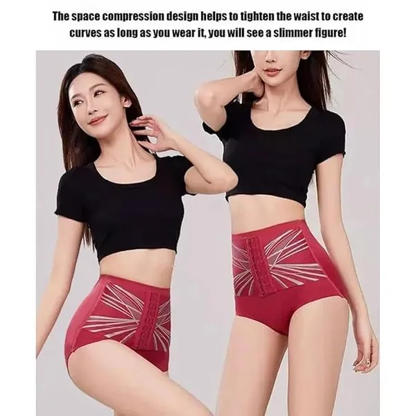 Red_Nylon_Spandex_High_Compression_Waist_Cincher_For_Women