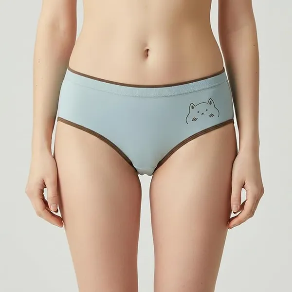 Multicolour_Cotton_Blend_Mid_Waist_Brief_Panty_For_Women