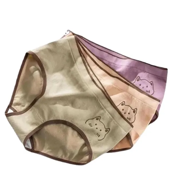 Multicolour_Cotton_Blend_Mid_Waist_Brief_Panty_For_Women