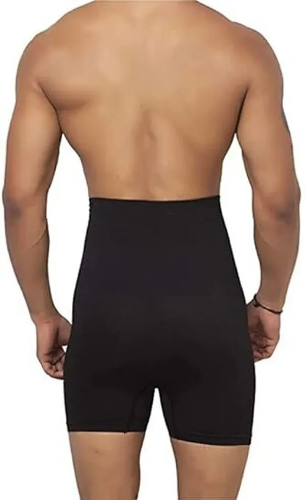 Black_Nylon_Spandex_High_Waist_Compression_Shapewear_For_Men