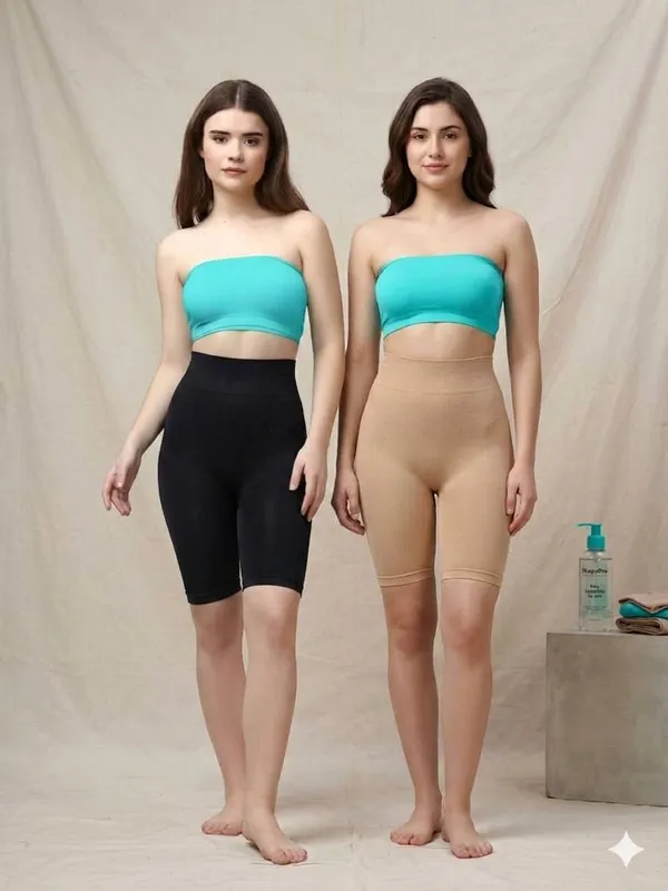 Beige_Black_Nylon_Spandex_High_Waist_Tummy_Control_Shapewear_For_Women