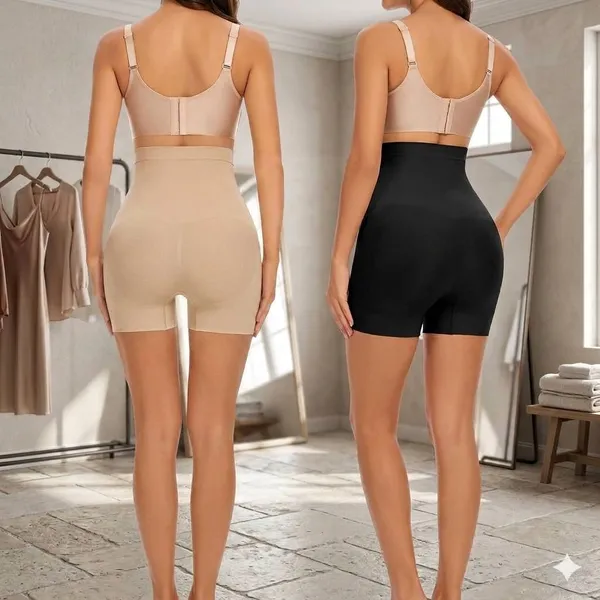 Beige_Black_Nylon_Spandex_High_Waist_Tummy_Control_Shapewear_For_Women