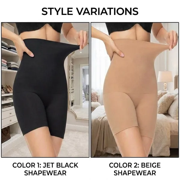 Beige_Black_Nylon_Spandex_High_Waist_Tummy_Control_Shapewear_For_Women