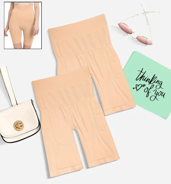Beige_Nylon_Spandex_Shapewear_For_Women