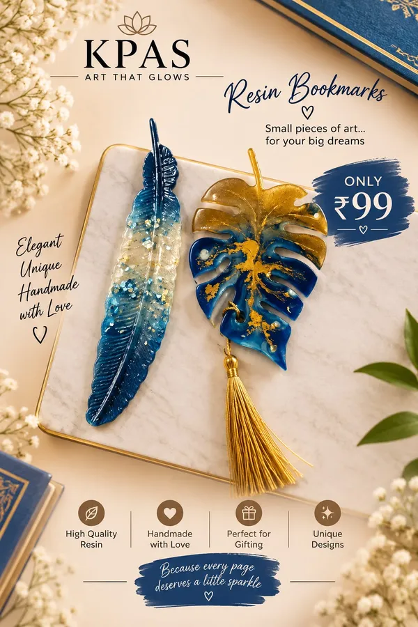 Handmade_Resin_Feather_And_Monstera_Leaf_Bookmarks_Set