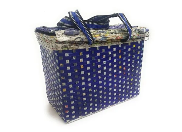 Sonas_Creation_Paperus,_Large_Lunch_Bag_with_Lid,_Picnic_Basket_with_Cover,_Tiffin_Basket_for_Office,_Travel_Bag,_Eco-Friendly,_Handmade_Size_in_Inches_Height_11_Length_14_Base_7_(Blue)