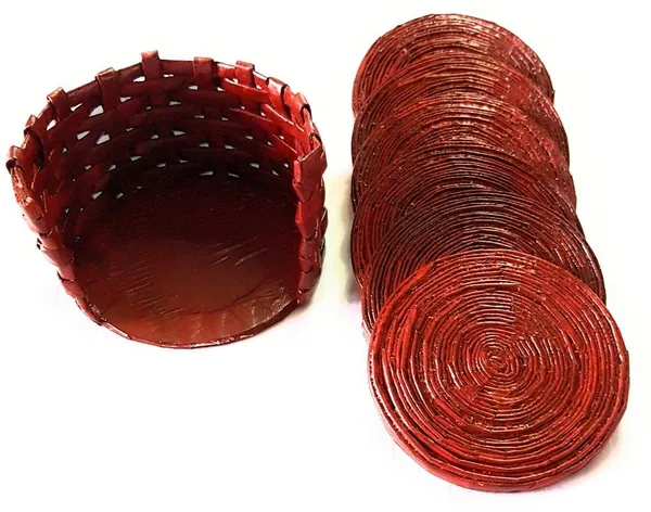 Sonas_Creation_Paperus,_Light_Brown,_Set_of_6_Round_Coasters,_Coasters_for_Dining_Table,_Glass_&_Cups,_4_Inch_Diameter,_Eco_Friendly,_Handmade,_of_Paper_Ropes