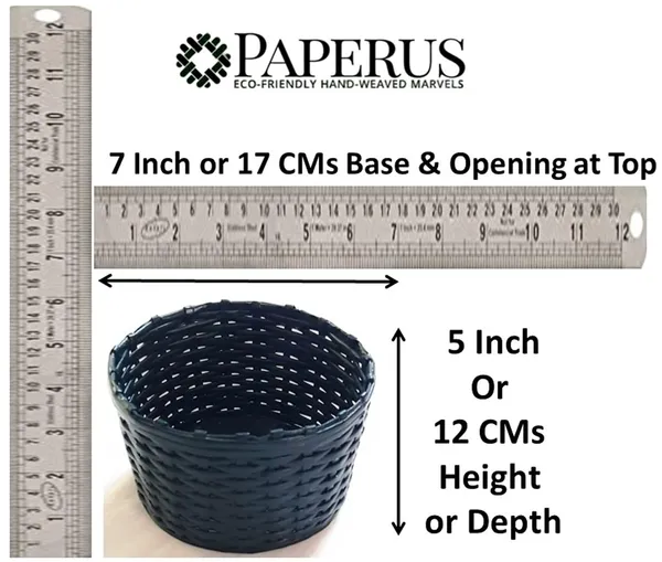 Sonas_Creation_Paperus,_Green,_Fruit_Basket,_Shelf_Basket,_Serving_Basket,_Dining_Table_or_Kitchen_Storage_Basket,_Eco-Friendly,_Handmade_of_Paper_Ropes,_Small_Size,_Height_5_Inch_Diameter_7_Inch