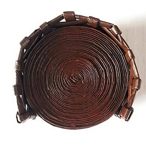 Sonas_Creation_Paperus_Customizable_Dark_Brown_Set_of_6_Round_Coasters_With_Holder_4_Inch_Diameter_Eco-Friendly_Sustainable_Handmade_Handcrafted_of_Paper_Ropes_For_Protecting_Furniture_from_Hot_&_Cold