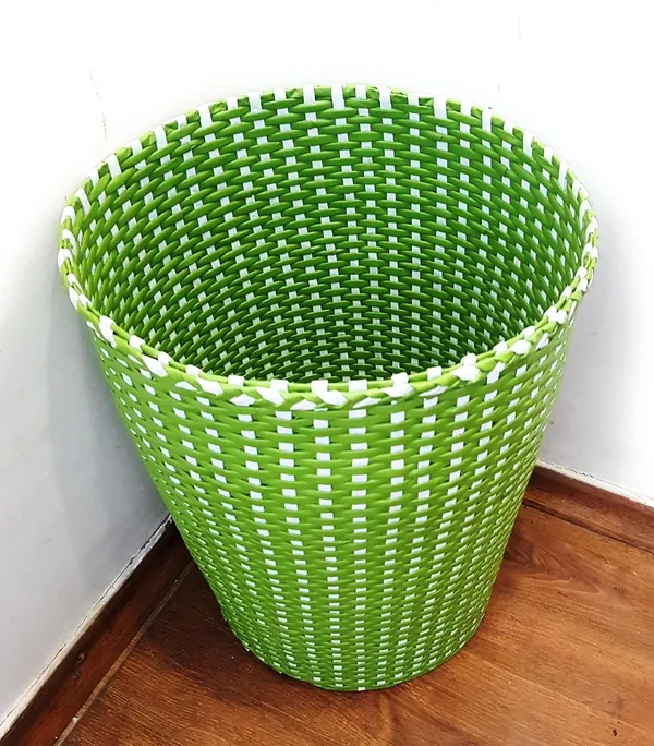 Sonas_Creations_Paperus,_Large_Laundry_Basket,_Hamper,_Toys_Storage_Basket,_Olive_Green_&_White,_35_Liters,_17_Inches_Tall,_Eco_Friendly,_Handmade,_of_Paper_Ropes