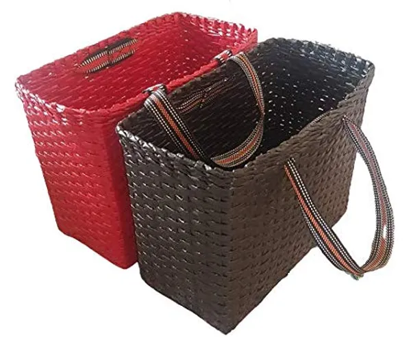 Sonas_Creation_Paperus,_Set_of_Large_Red_&_Brown_Lunch_Bags,_Picnic_Baskets,_Tiffin_Baskets,_Handbags,_Eco-Friendly,_Handmade_of_Paper_Ropes_Size_in_Inch_H_11_X_L_14_X_B7