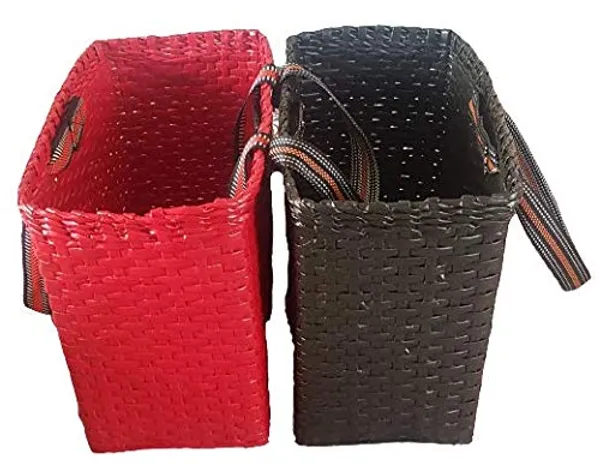 Sonas_Creation_Paperus,_Set_of_Large_Red_&_Brown_Lunch_Bags,_Picnic_Baskets,_Tiffin_Baskets,_Handbags,_Eco-Friendly,_Handmade_of_Paper_Ropes_Size_in_Inch_H_11_X_L_14_X_B7