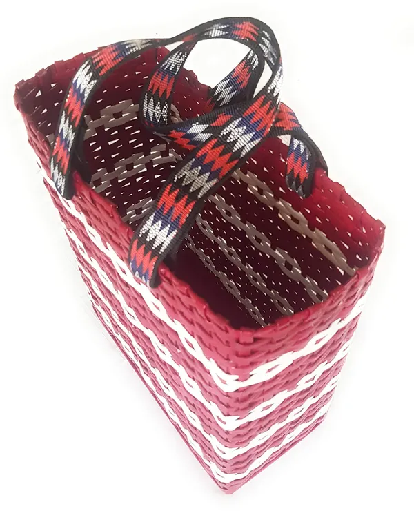 _Paperus,_SMALL,_Unisex,_Red_&_White_Lunch_Bag,_Carry_Bag,_Handbag_for_Carrying_Lunchbox,_Tiffin,_Water_Bottles,_Eco-Friendly,_Handmade,_of_Paper_Ropes_Size_in_Inches_H_11_X_L_10_X_B_5