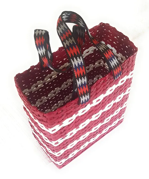 _Paperus,_SMALL,_Unisex,_Red_&_White_Lunch_Bag,_Carry_Bag,_Handbag_for_Carrying_Lunchbox,_Tiffin,_Water_Bottles,_Eco-Friendly,_Handmade,_of_Paper_Ropes_Size_in_Inches_H_11_X_L_10_X_B_5