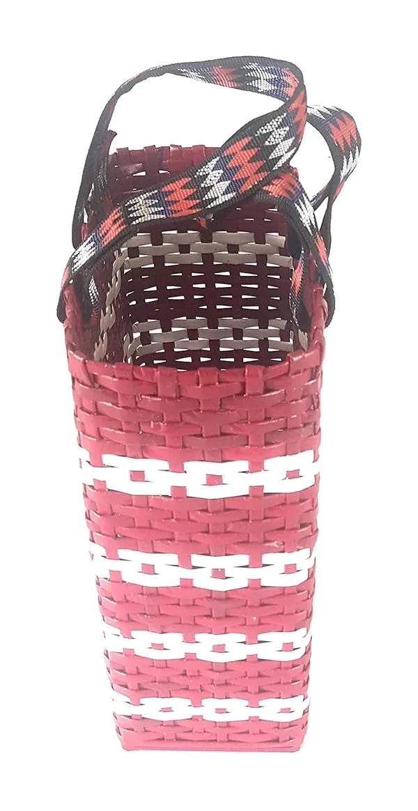 Sonas_Creation_Paperus,_SMALL,_Unisex,_Red_&_White_Lunch_Bag,_Carry_Bag,_Handbag_for_Carrying_Lunchbox,_Tiffin,_Water_Bottles,_Eco-Friendly,_Handmade,_of_Paper_Ropes_Size_in_Inches_H_11_X_L_10_X_B_5