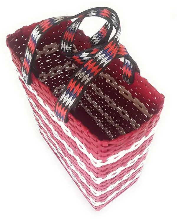 Sonas_Creation_Paperus,_SMALL,_Unisex,_Red_&_White_Lunch_Bag,_Carry_Bag,_Handbag_for_Carrying_Lunchbox,_Tiffin,_Water_Bottles,_Eco-Friendly,_Handmade,_of_Paper_Ropes_Size_in_Inches_H_11_X_L_10_X_B_5
