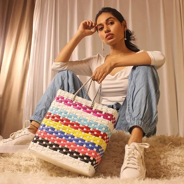 Sonas_Creation_PAPERUS_Unisex_Customizable_Small_Multicolor_White_Base_Carry_Bag_Shopping_Bag_Handbag_for_Lunchbox_Tiffin_Water_Bottles_Eco-Friendly_Handmade_of_Paper_Ropes_Size_in_Inches_H11XL10XB5