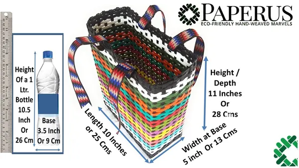 Sonas_Creation_PAPERUS_Unisex_Small_Multi-Color_Carry_Bag,_Shopping_Bag,_Handbag_for_Lunchbox_Tiffin,_Water_Bottles,_Eco-Friendly_Handmade_of_Paper_Ropes,_Height_11,_Length_10,_5_inch_Wide_Base
